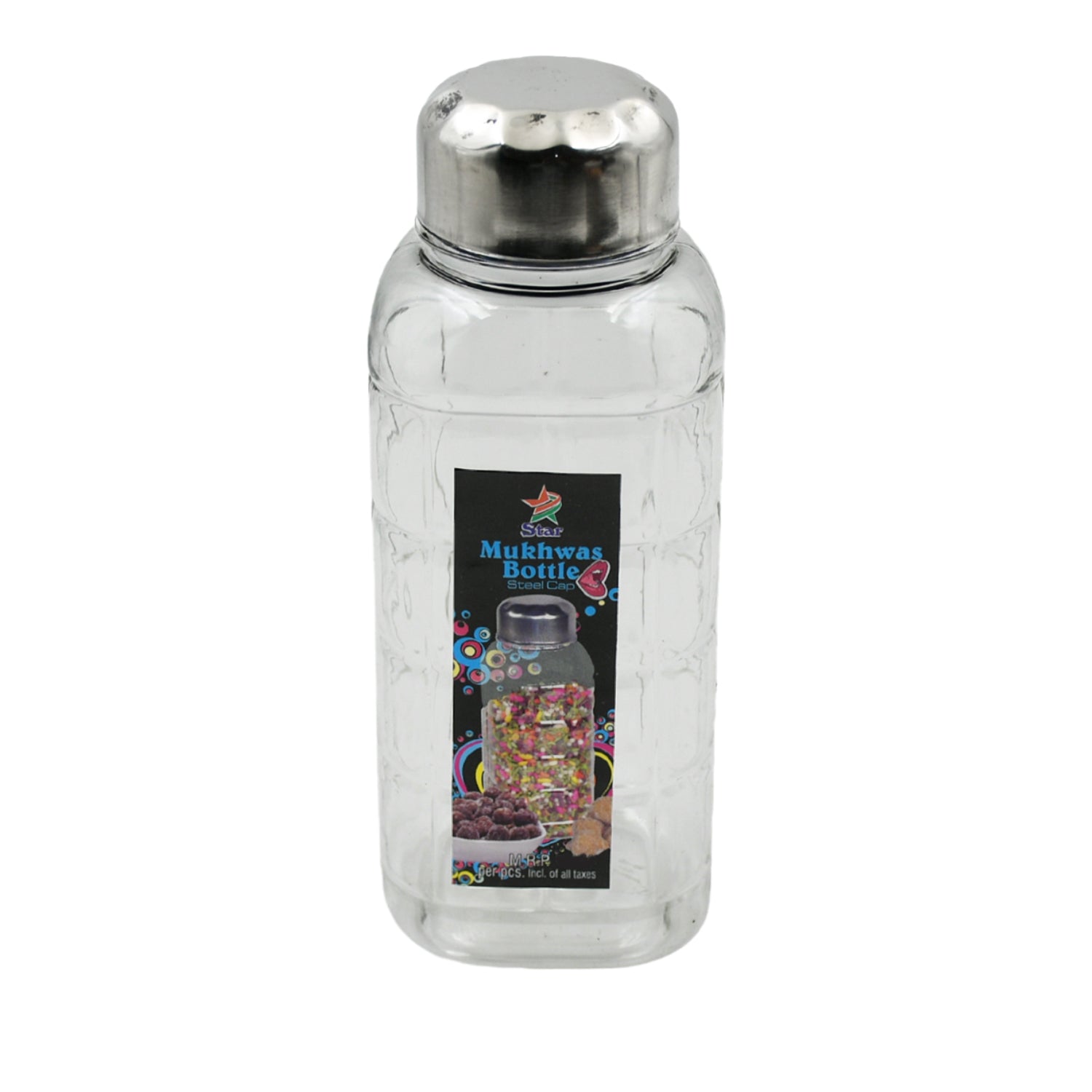 5714 Plastic Transparent Mukhwas Bottle With Steel Cap / Mouth Freshener / Dryfruits Multipurpose Air Tight and BPA Free Kitchen Storage Bottle (1 Pc) 5714 Plastic Transparent Mukhwas Bottle With Steel Cap / Mouth Freshener / Dryfruits Multipurpose Air Tight and BPA Free Kitchen Storage Bottle (1 Pc)
